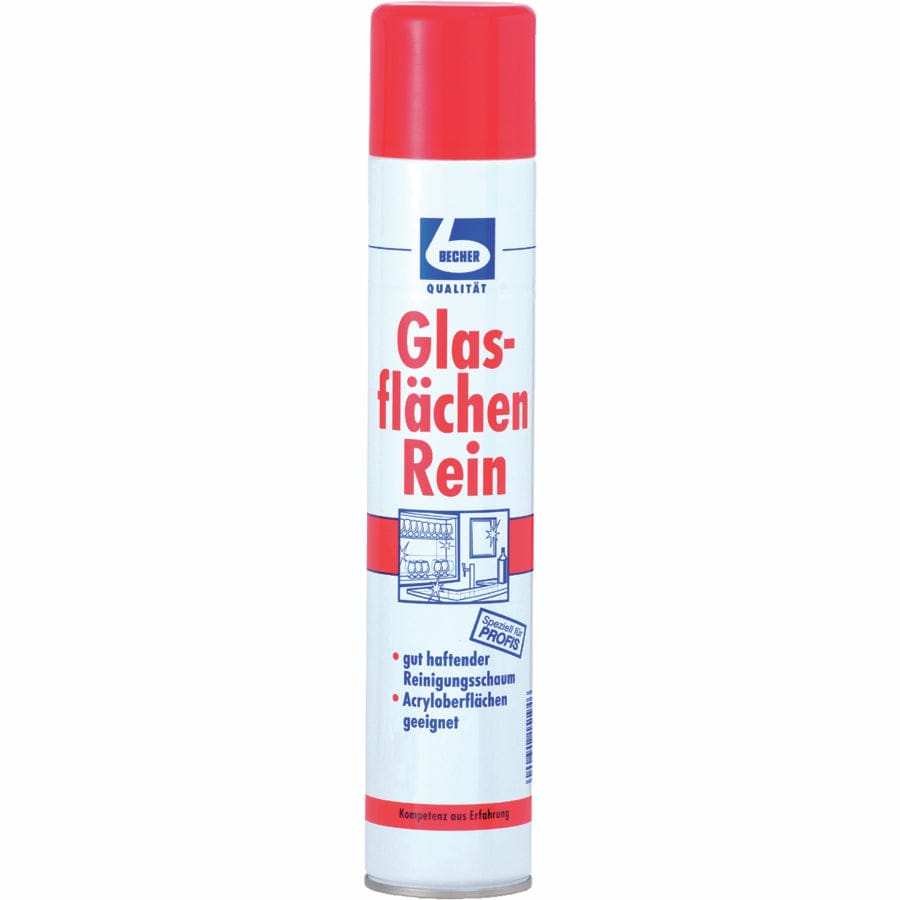 Dr. Becher Glasflächenreiniger Schaumspray 500ml in Aerosoldose, ideal für Acrylflächen und gute Haftung.