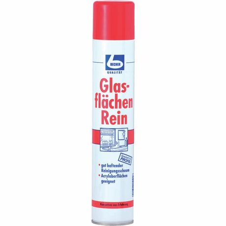 Dr. Becher Glasflächenreiniger Schaumspray 500ml in Aerosoldose, ideal für Acrylflächen und gute Haftung.