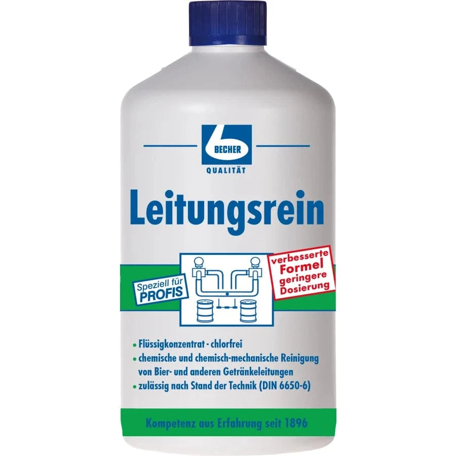 Dr. Becher Leitungsrein Flaschenbild, hochwirksames Reinigungskonzentrat für Getränkeleitungen.