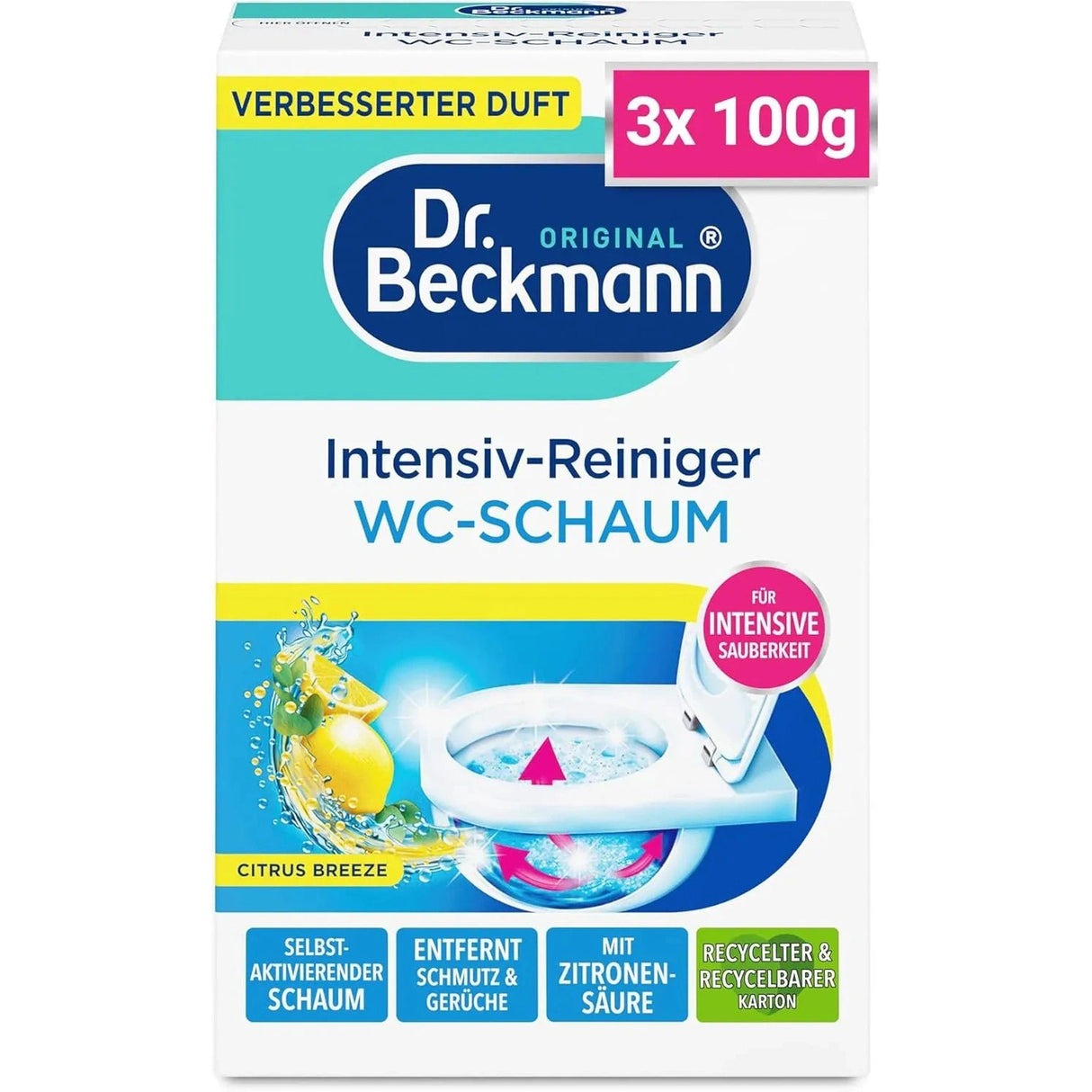 Dr. Beckmann Intensiv-Reiniger WC-Schaum – 1 Packung = 3 x 100 g