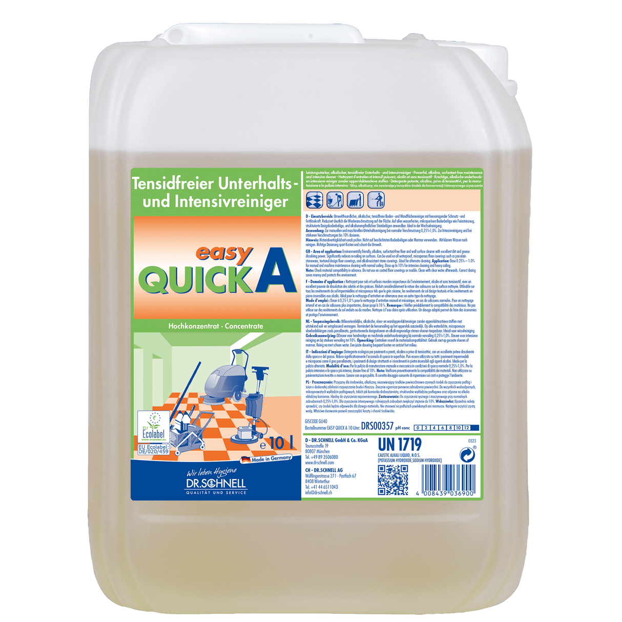 Dr. Schnell Easy Quick A Tensidfreier alkalischer Unterhaltsreiniger Inhalt: 10 Liter Kanister