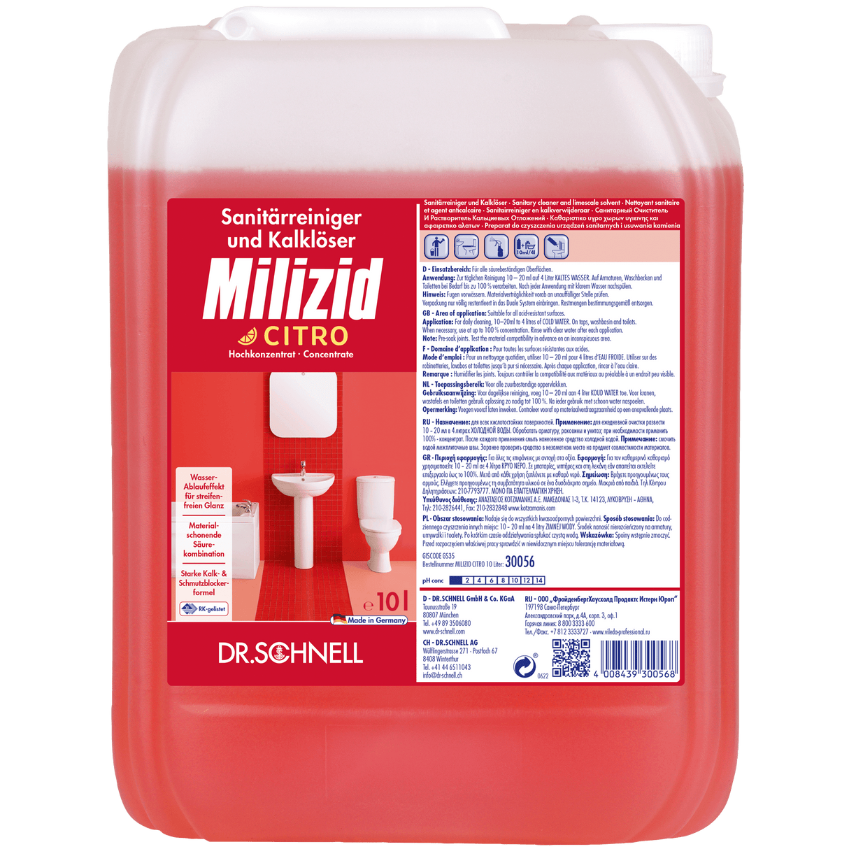 Dr. Schnell Milizid Citro Sanitärreiniger Inhalt: 10 Liter Kanister