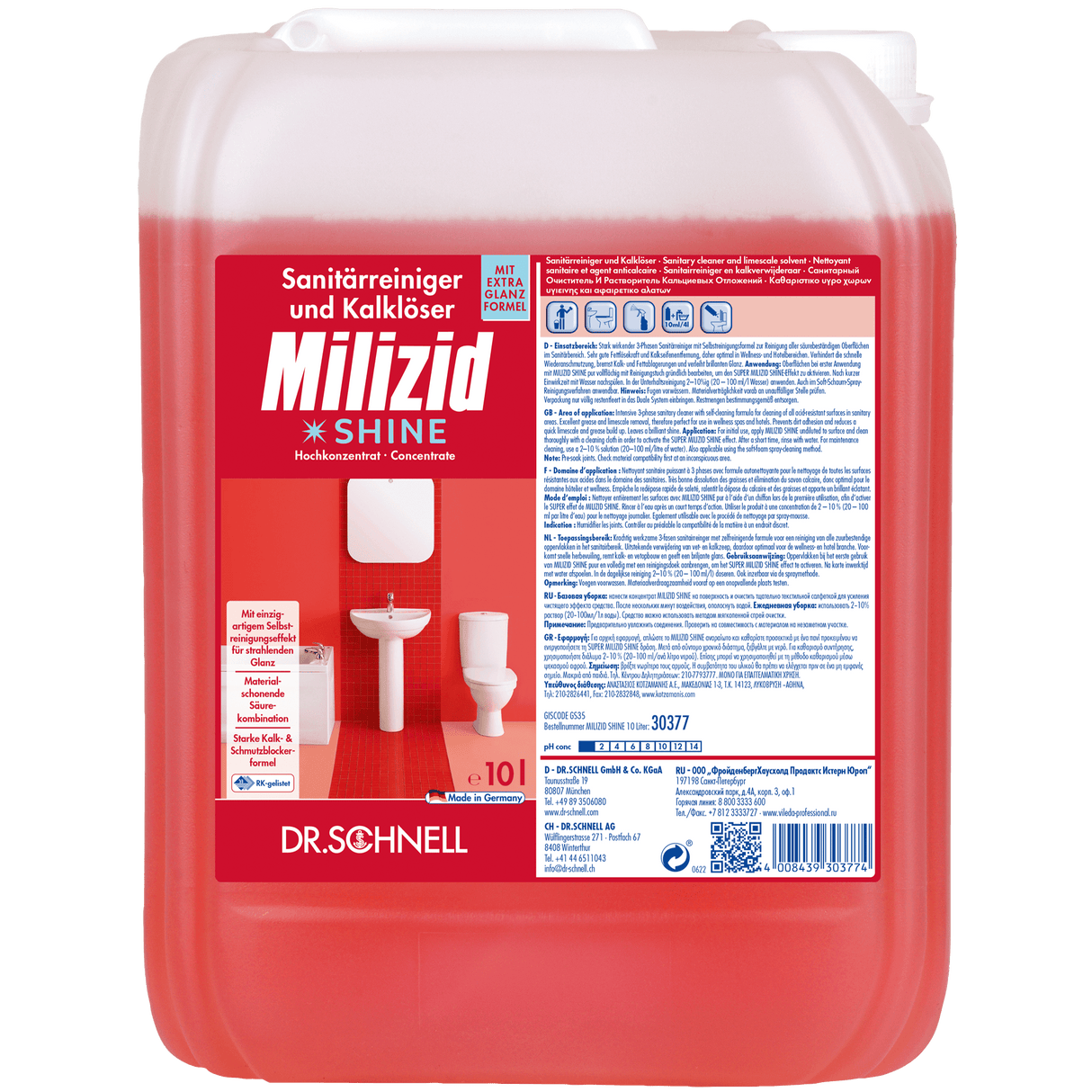 Dr. Schnell Milizid Shine Sanitärreiniger Inhalt: 10 Liter Kanister