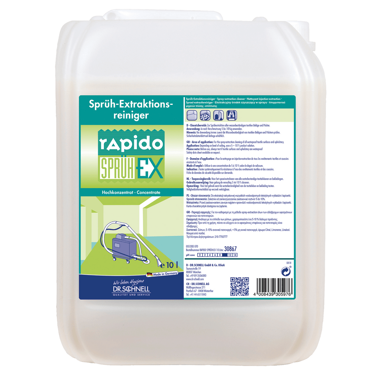 Dr. Schnell Rapido SprühEx Extraktionsreiniger Inhalt: 10 Liter Kanister