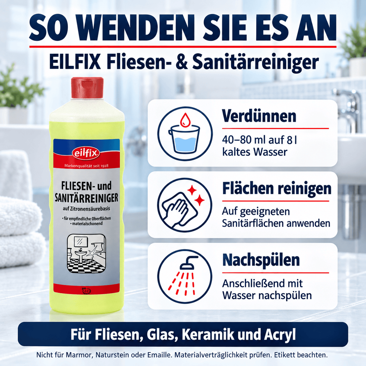 Eilfix FLIESEN + SANITÄRREINIGER für empfindliche Oberflächen