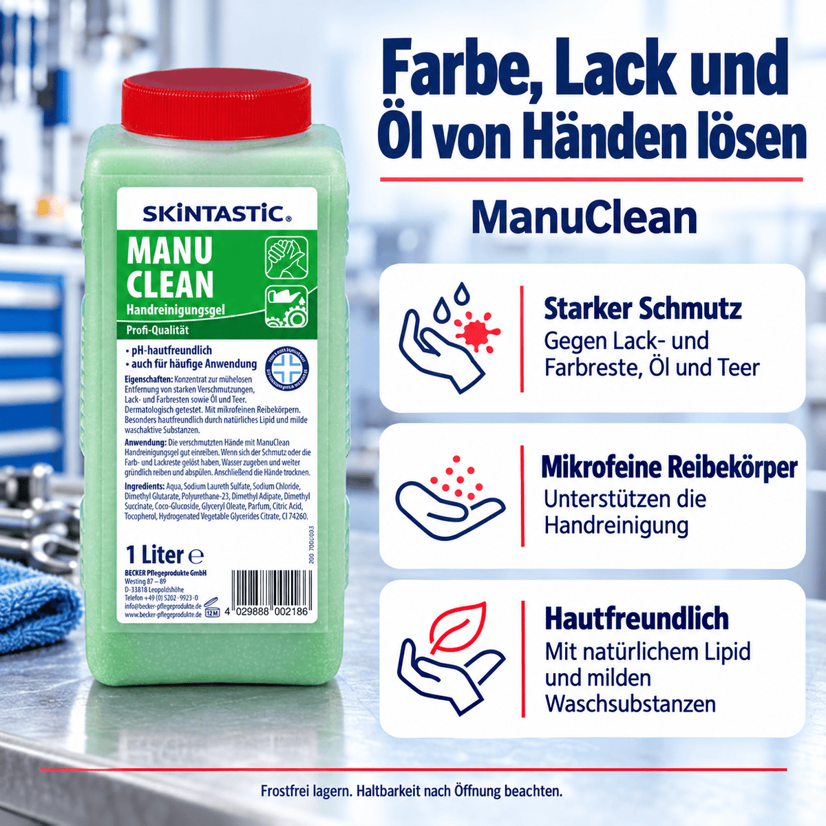 EILFIX MANU CLEAN HANDREINIGUNGS-GEL mit mikrofeinen Reibekörpern