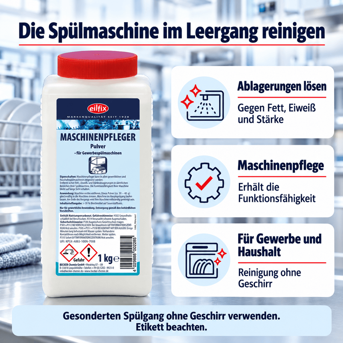 EILFIX Maschinenpfleger Pulver für Geschirrspülmaschinen