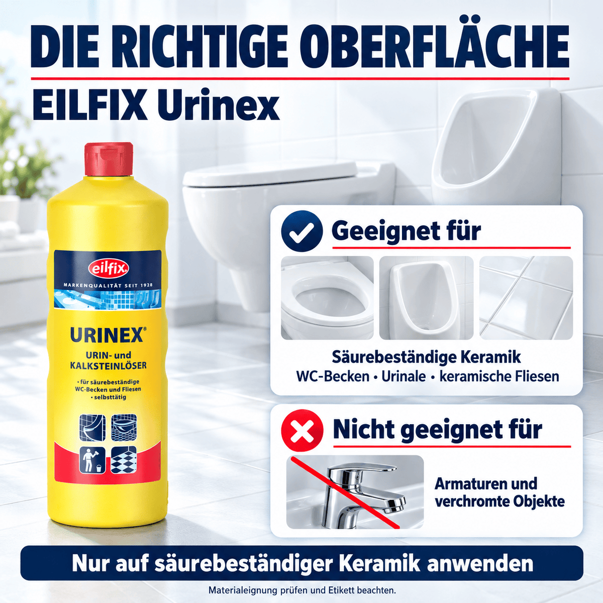 EILFIX URINEX – Kraftvoller Urin- und Kalksteinlöser für Sanitäranlagen