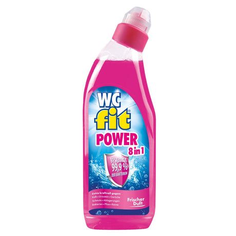 fit Power 8in1 WC Reiniger – Antibakteriell in pinker Flasche mit frischem Duft zur Hygienereinigung.