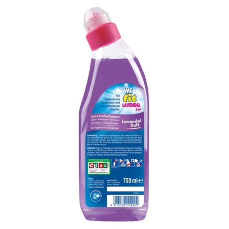 WC fit Lavendel – 6in1 Power für hygienische Frische und strahlende Sauberkeit! Flasche mit Lavendel-Duft.