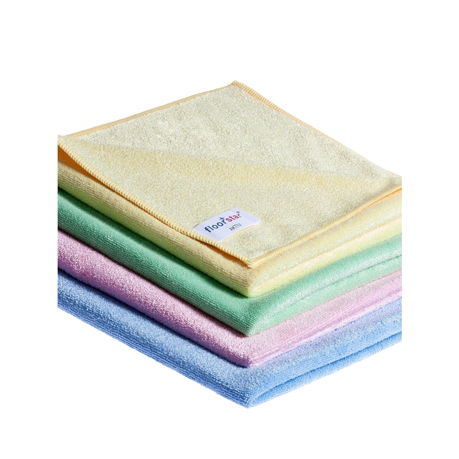 floorstar Microfasertücher Aktiv in Blau, Rosa, Gelb und Grün
