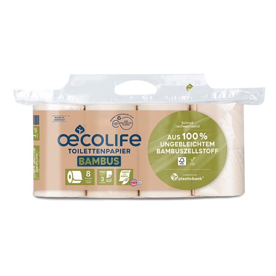 Fripa oecolife Toilettenpapier, BAMBUS, 3-lagig, naturbeige 1 Packung = 8 Rollen à 150 Blatt