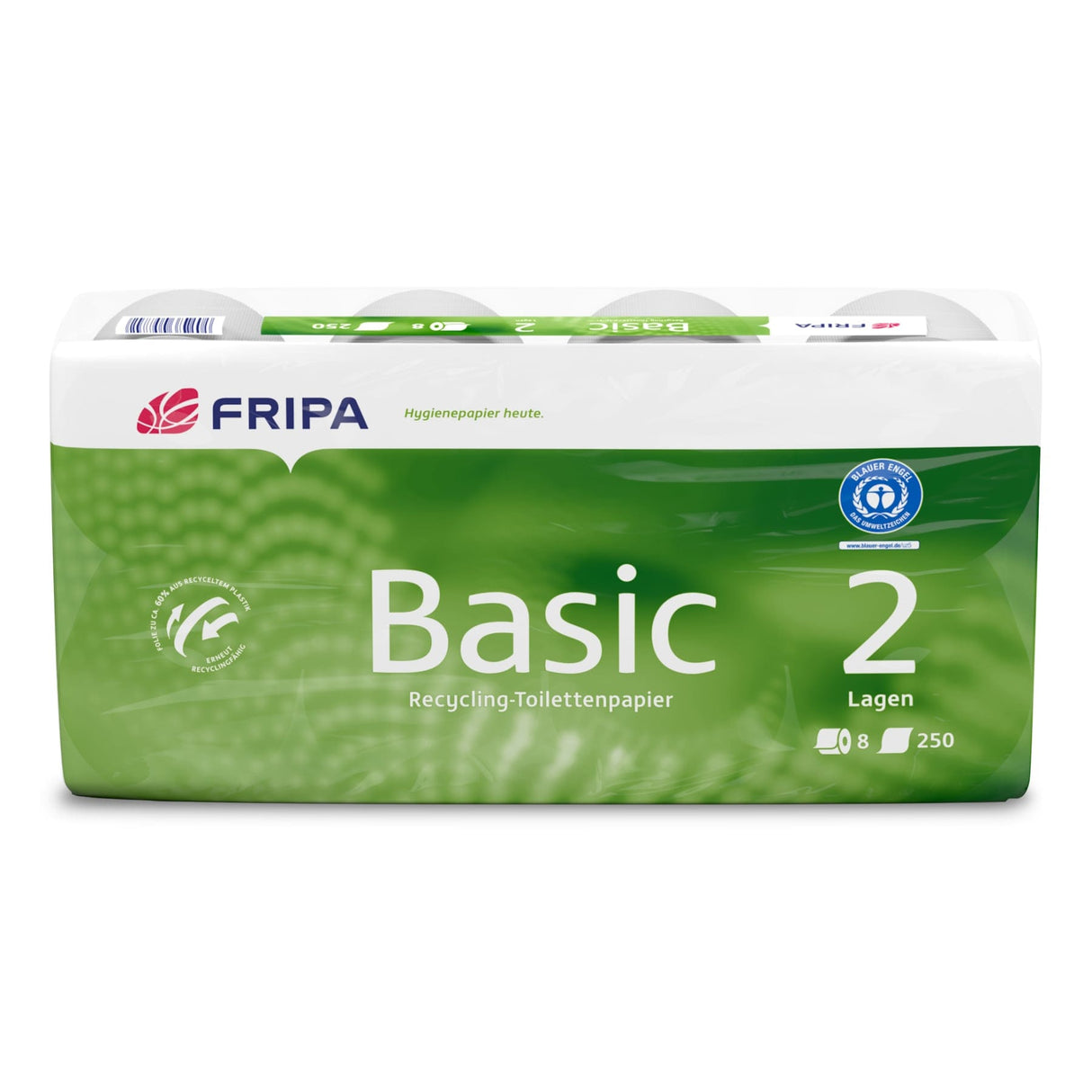 Fripa Toilettenpapier Basic, 2-lagig, recycelt 1 Palette = 22 Pakete à 6 Packungen à 8 x 400 Blatt