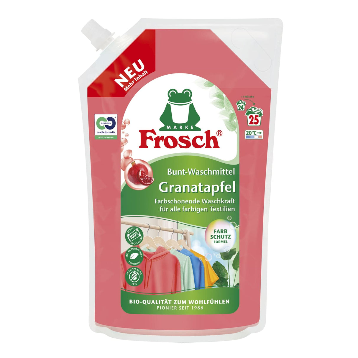 Frosch Bunt-Waschmittel, Granatapfel, hohe Waschkraft, 25 WL