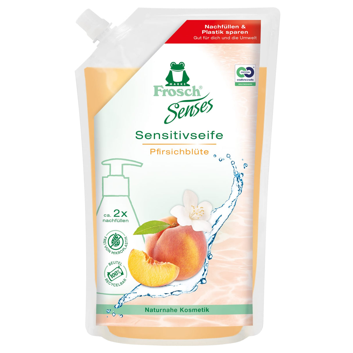 Frosch Sense Sensitiv-Handwaschseife, Pfirsichblüte, pflegend 1 Karton (500 ml)