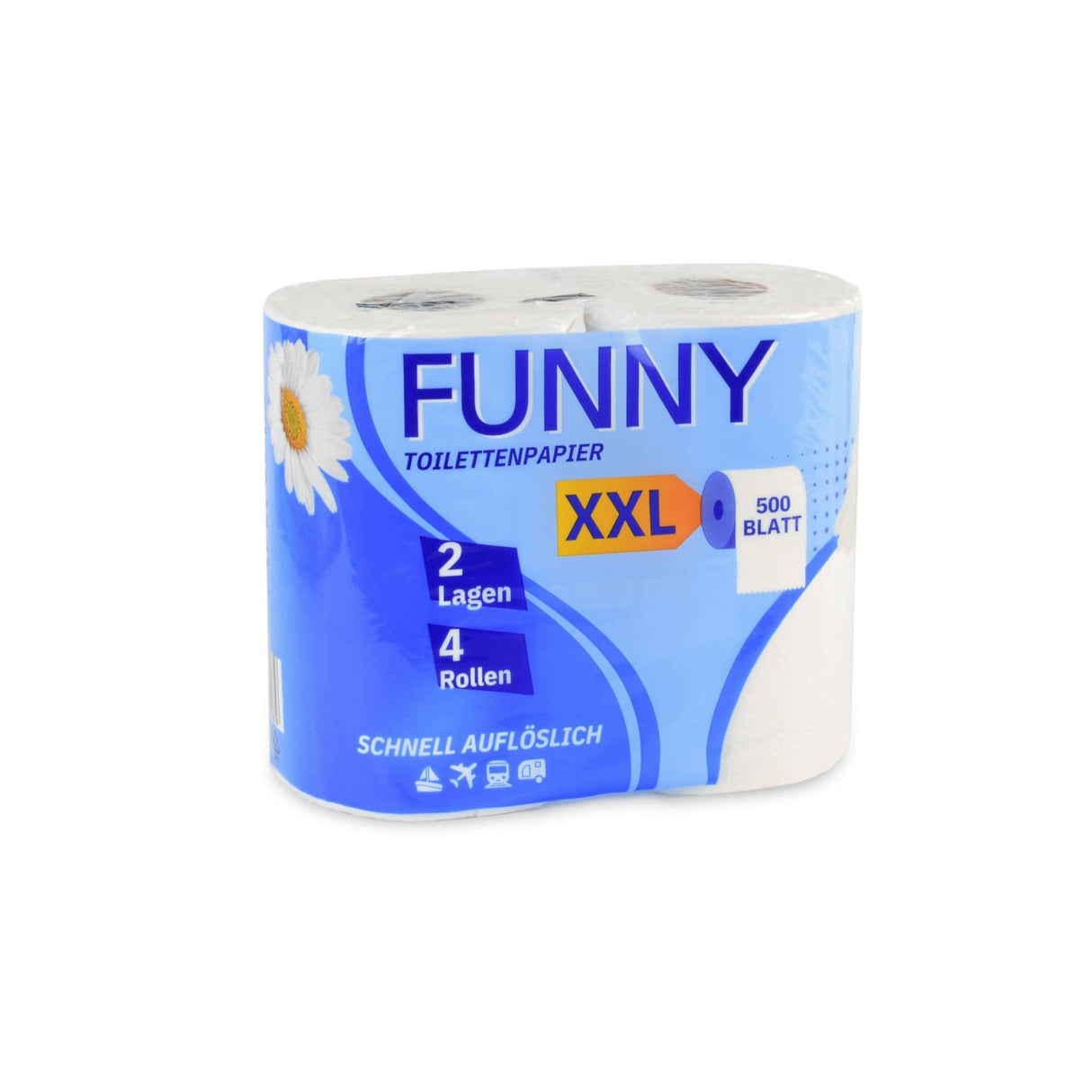 Funny Toilettenpapier, 2-lagig, weiß 4 Rollen 500 Blatt