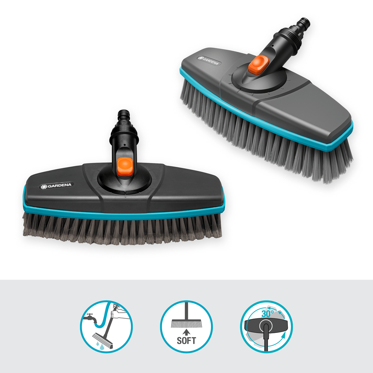 Gardena Cleansystem Waschbürste soft für Stiel, wasserführend