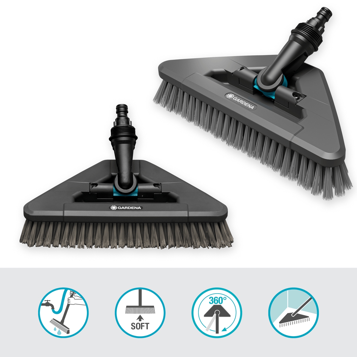 Gardena Cleansystem Waschbürste soft für Stiel, wasserführend