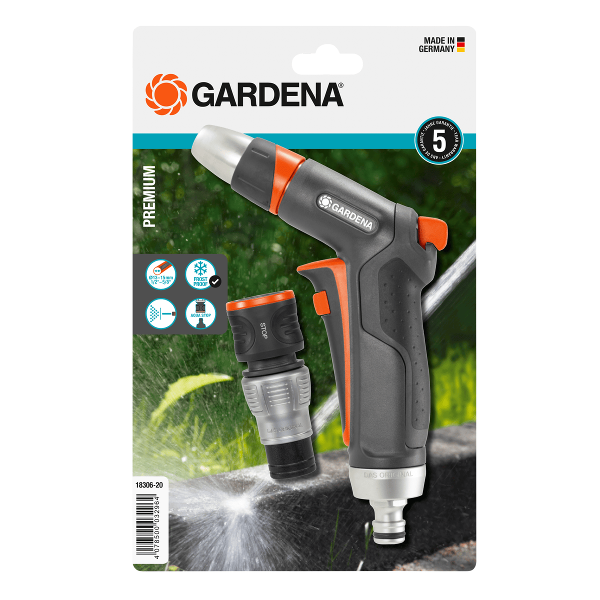 Gardena Premium Reinigungsspritzen-Set mit Wasserstop