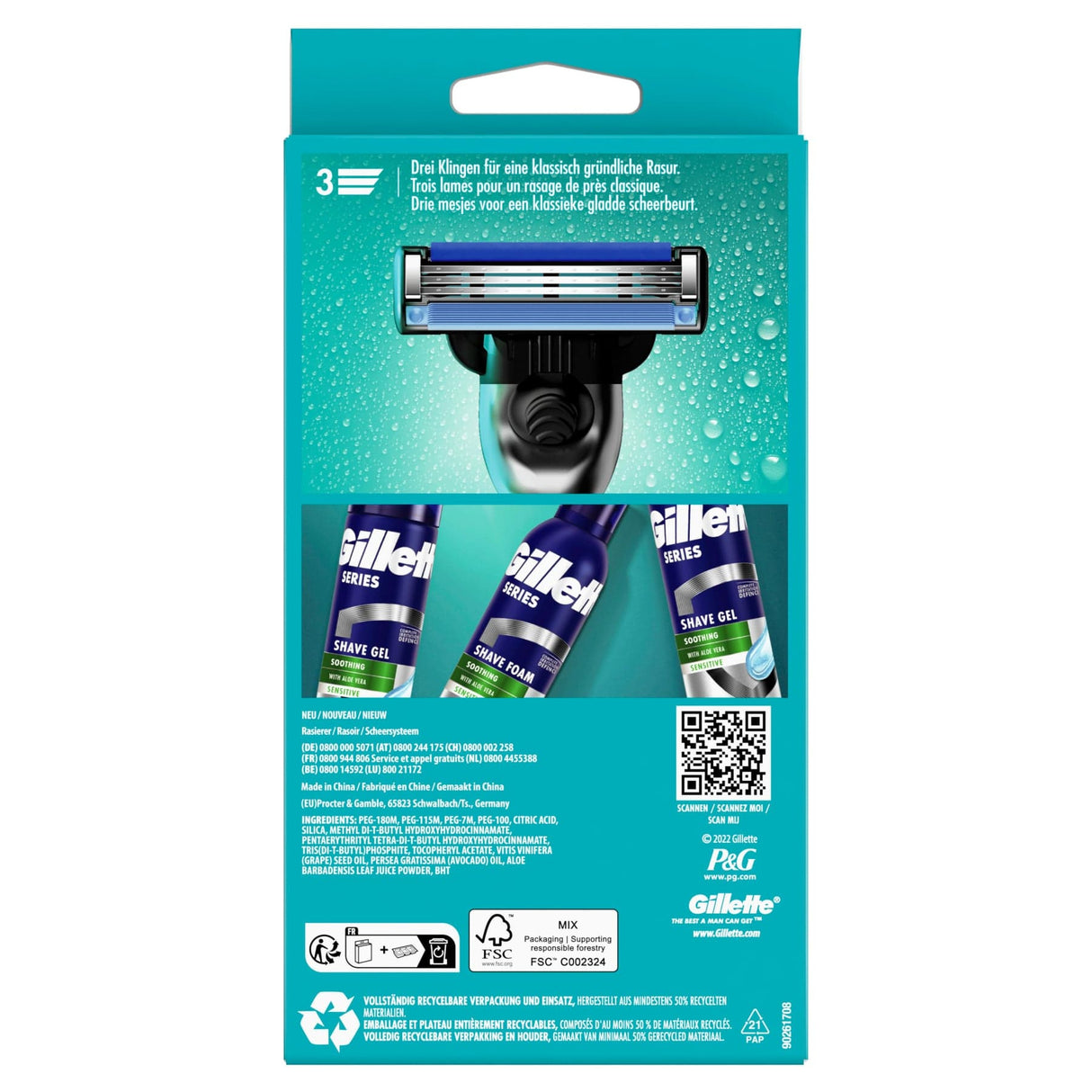 Gillette Mach3 Rasierapparat, mit 1 Ersatzklinge
