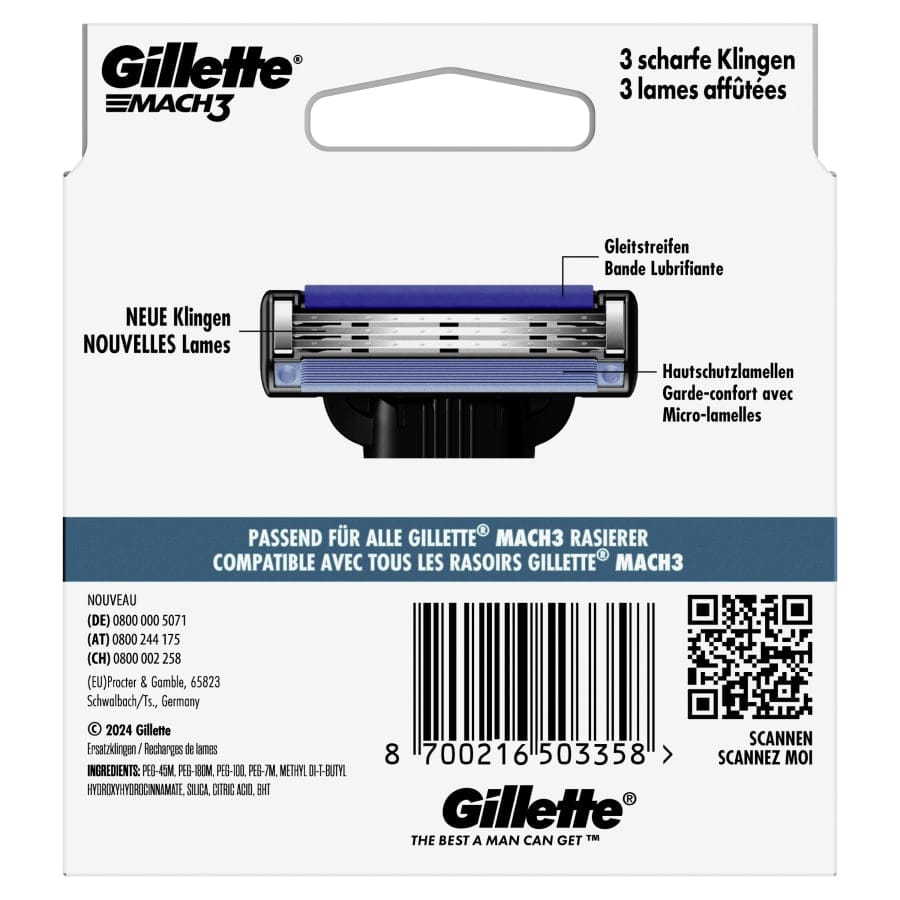 Gillette Mach3 Rasierklingen, 6er Set