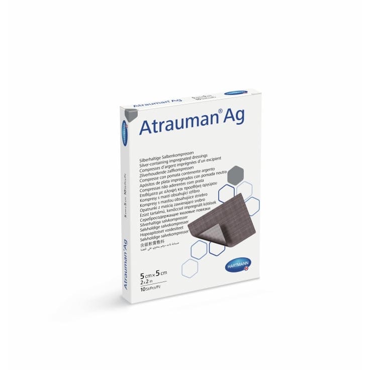 Hartmann Atrauman Ag Salbenkompresse silberhaltig steril Wundversorgung 10 Stück Einzeln Verpackt Masse 5 X 5 cm