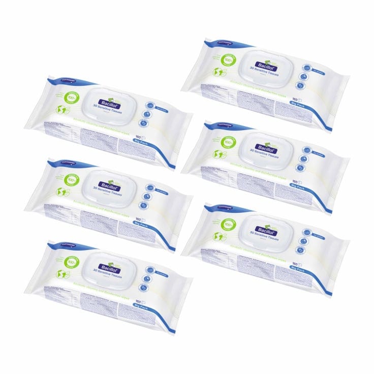 Hartmann Bacillol 30 Sensitive Green Tissues Flächendesinfektionstücher Bacillol 30 Sensitive Green Tissues Flächendesinfektionstücher 1 Karton= 6 Big-Packs à 160 Tücher, Maße: 18 x 20 cm