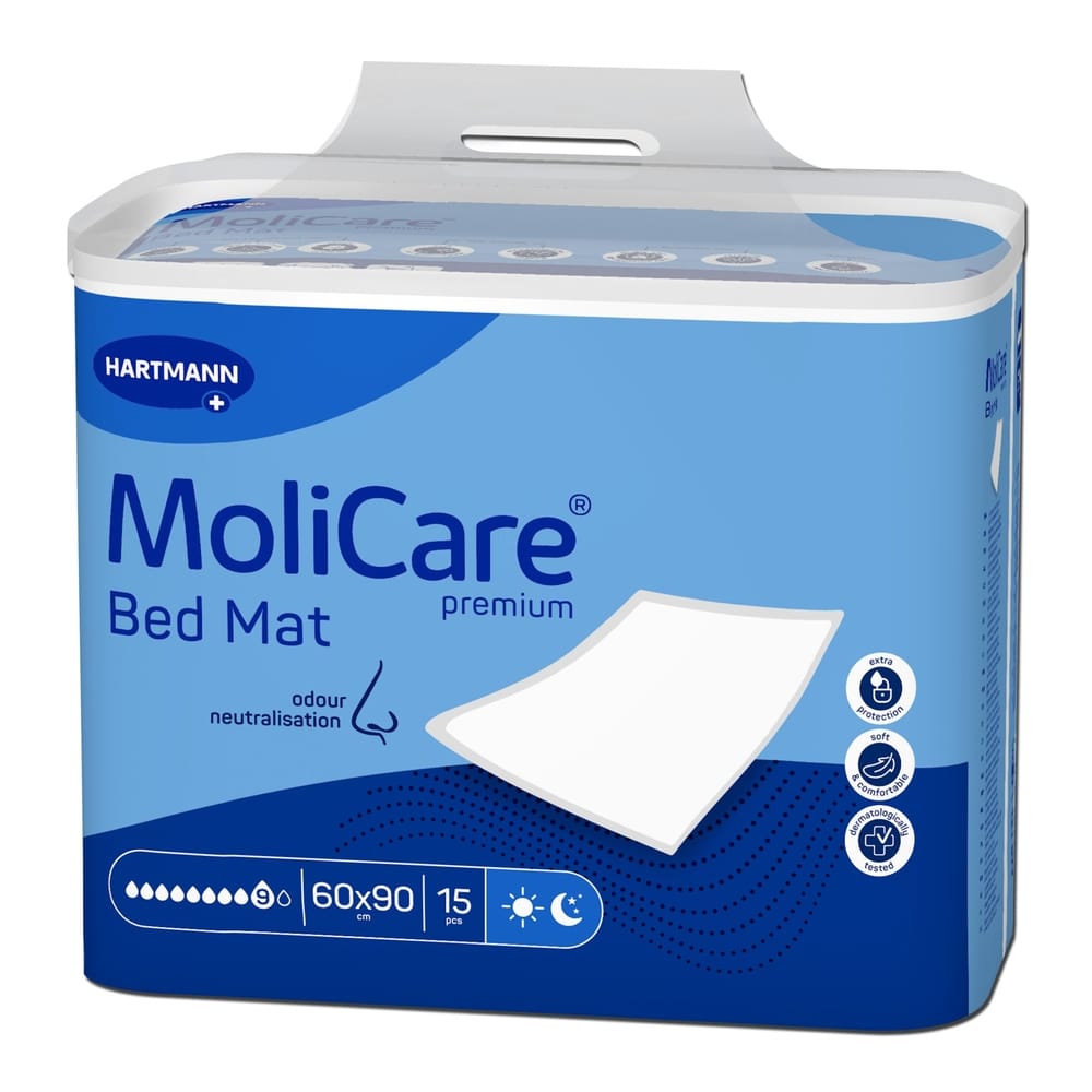 Hartmann MoliCare Premium Bed Mat Bettschutzunterlagen Flüssigkeitsschutz Pflege 1 Packung = 15 Stück, Maße: 60 x 90 cm
