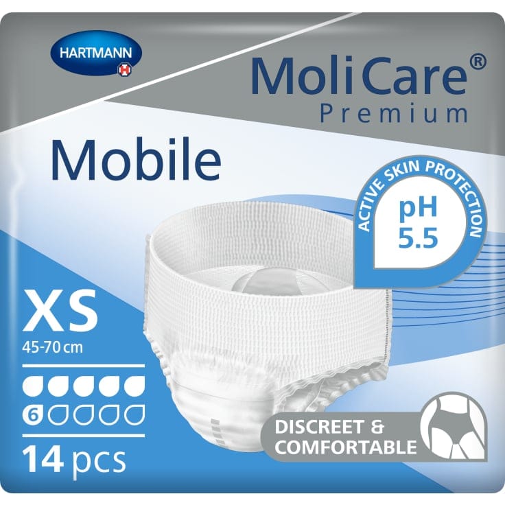 Hartmann MoliCare Premium Mobile Inkontinenzslip 6 Tropfen Anziehhilfe Xs 0 bauchumfang 45 70 cm