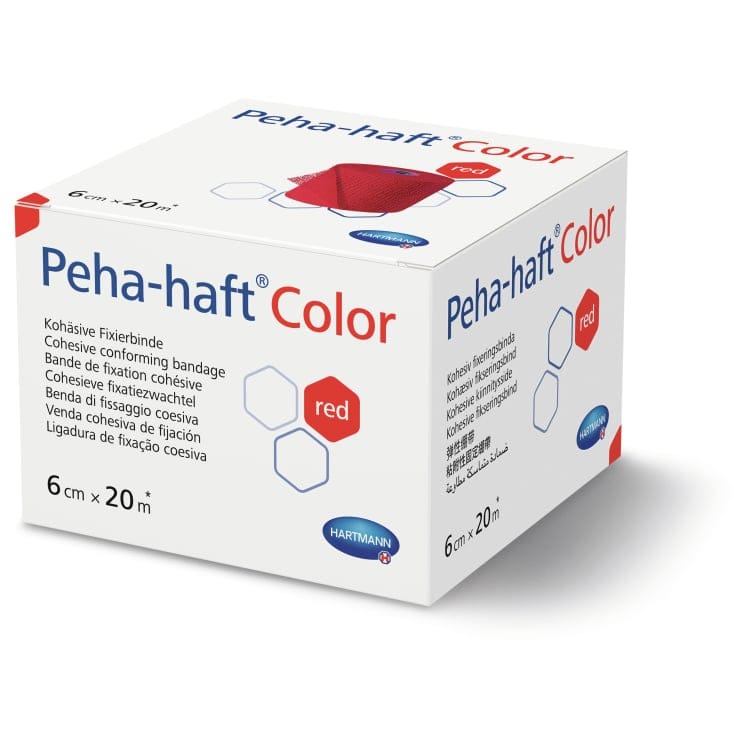Hartmann Peha-haft elastische Binden selbsthaftend rot 1 Karton = 24 Packungen á 1 Rolle
