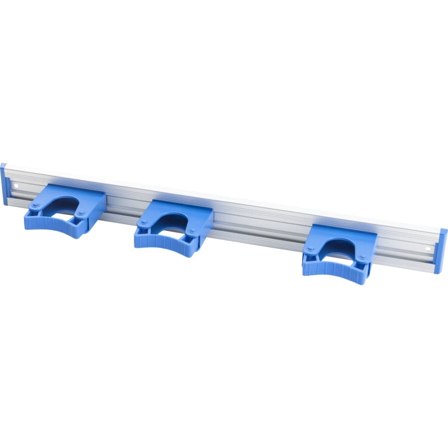 Haug Alu-Geräteleiste, Wandhalterung für Besenstiele, 3 Halter Blau Masse B X H X T 510 X 55 X 85 mm