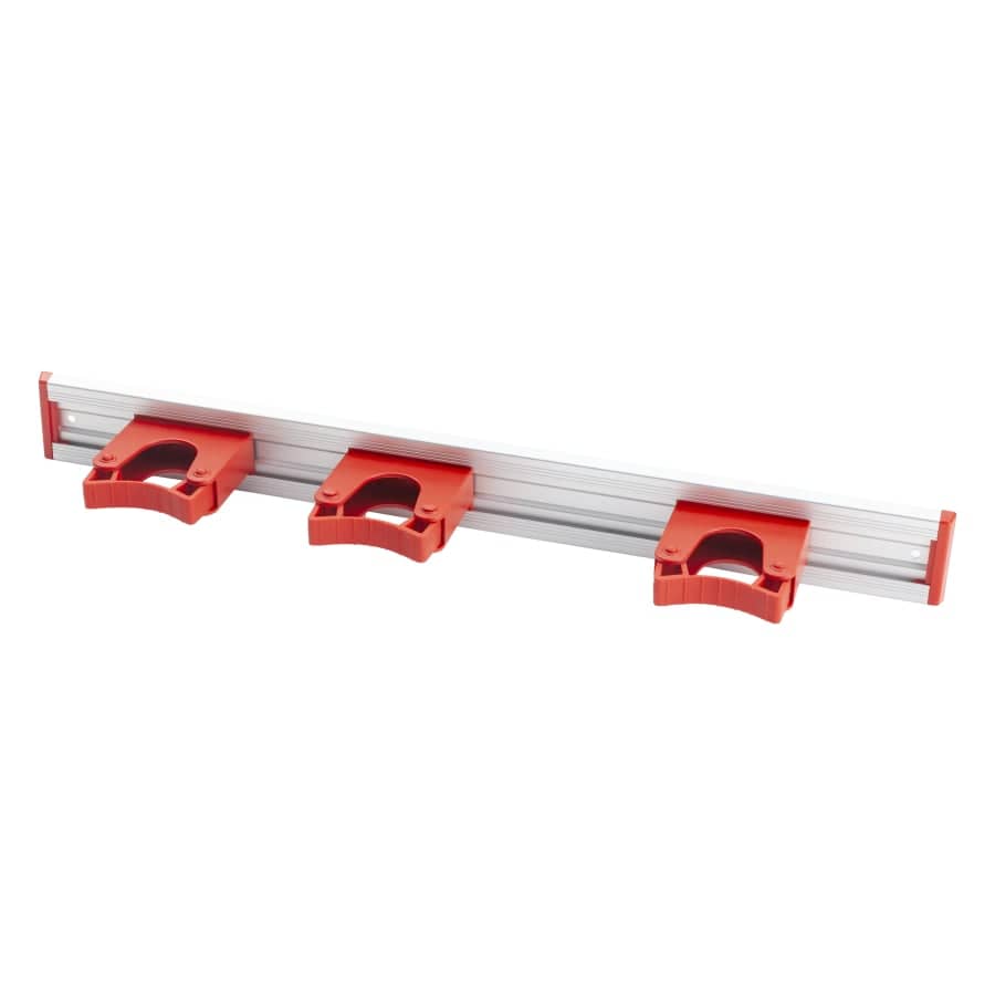 Haug Alu-Geräteleiste, Wandhalterung für Besenstiele, 3 Halter Rot Masse B X H X T 510 X 55 X 85 mm