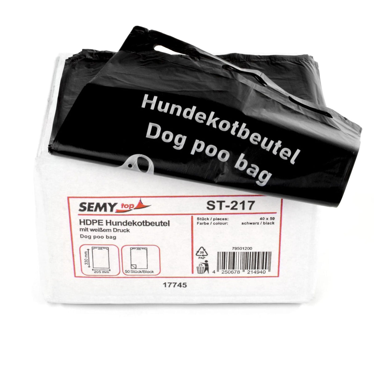 HDPE-Hundekotbeutel, 20,5 x 33 cm, schwarz