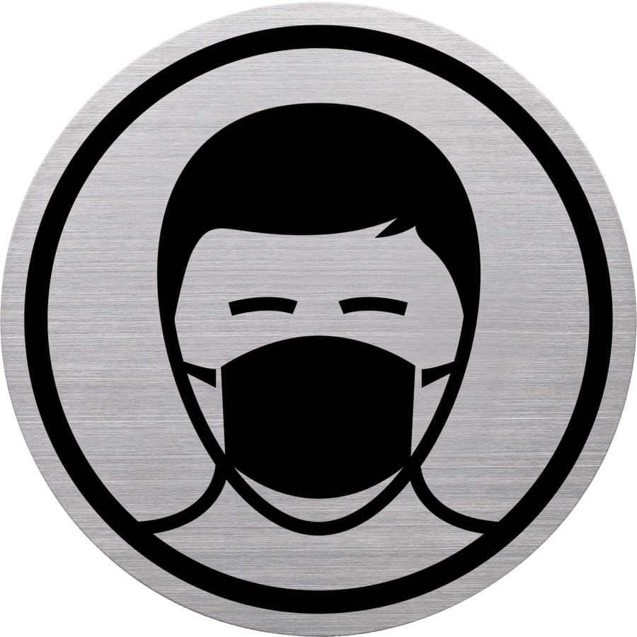 helit Piktogramm the badge, Edelstahl, Ø 115 mm Mundschutzpflicht