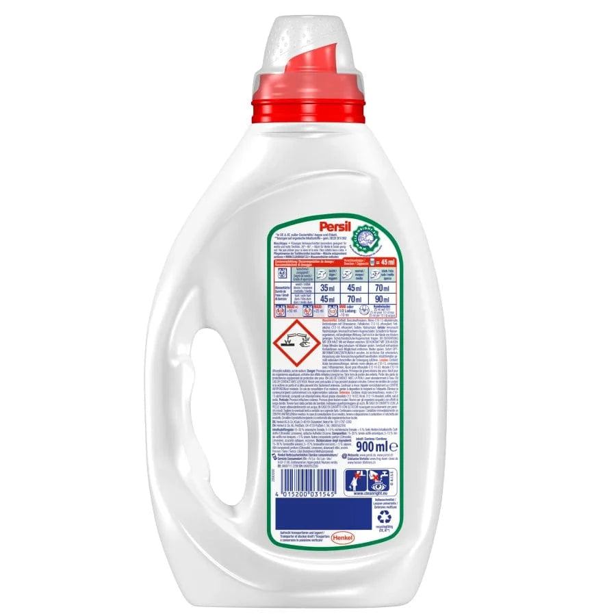 Persil Universal Kraft Gel Vollwaschmittel, 900 ml Flasche, mit effektiver Fleckenentfernung für jede Wäsche.