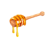 Honiglöffel mit tropfendem Honig, isoliert auf weißem Hintergrund.