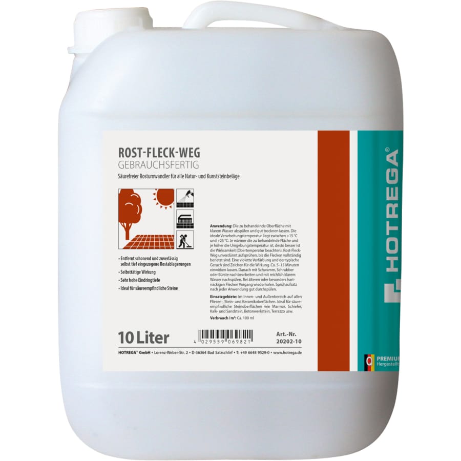 HOTREGA PROFESSIONAL Rost-Fleck-Weg Rostfleckenentferner 10 Liter Kanister