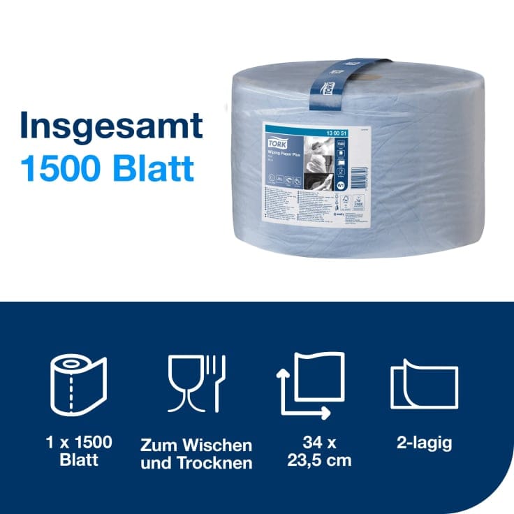 Tork Advanced Wischtuch 420 Großrolle blau