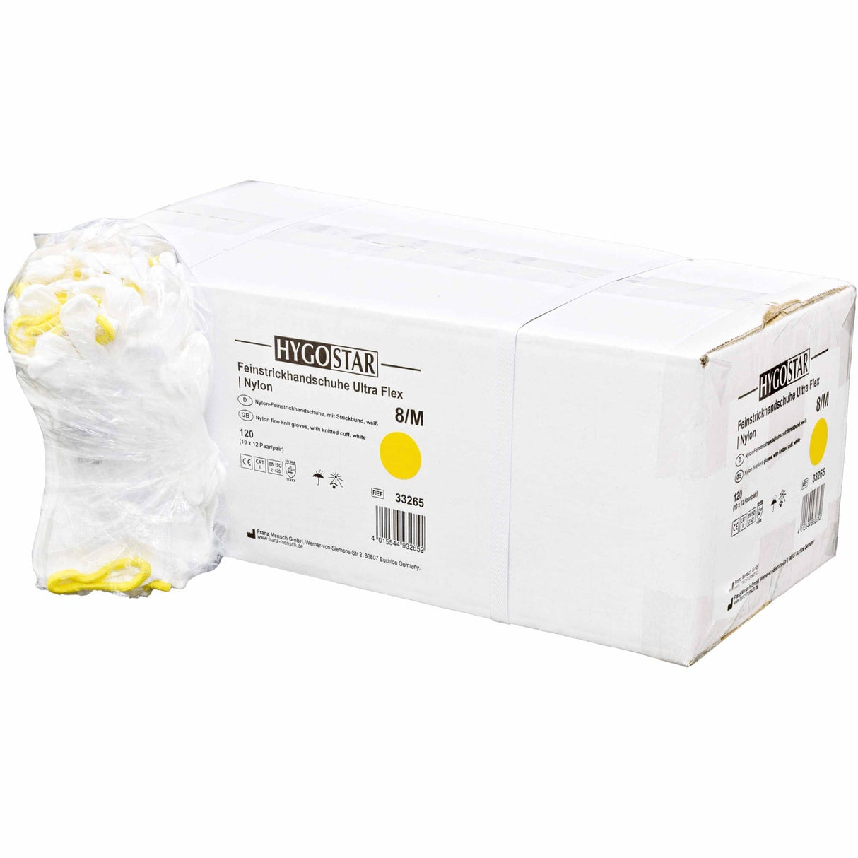 Hygostar® Ultra Flex Nylonfeinstrickhandschuhe 1 Karton (10 Packungen), 12 Paar, M