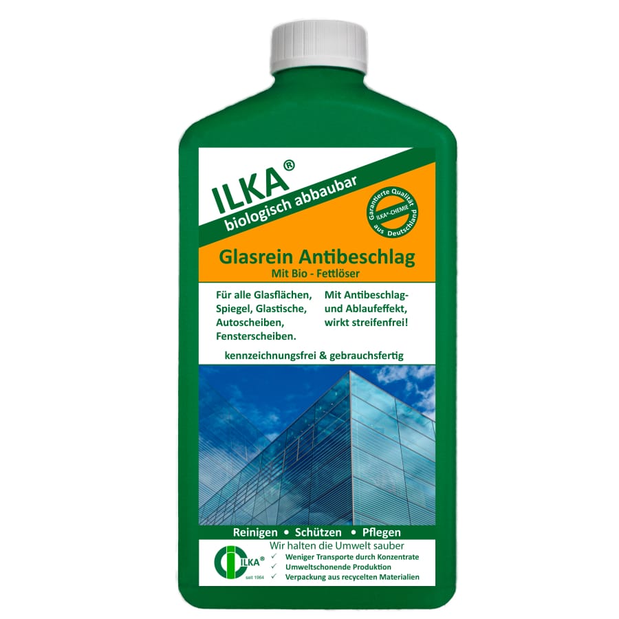 ILKA Glasrein Antibeschlag Glasreiniger mit Antibeschlageffekt 1 Liter Flasche