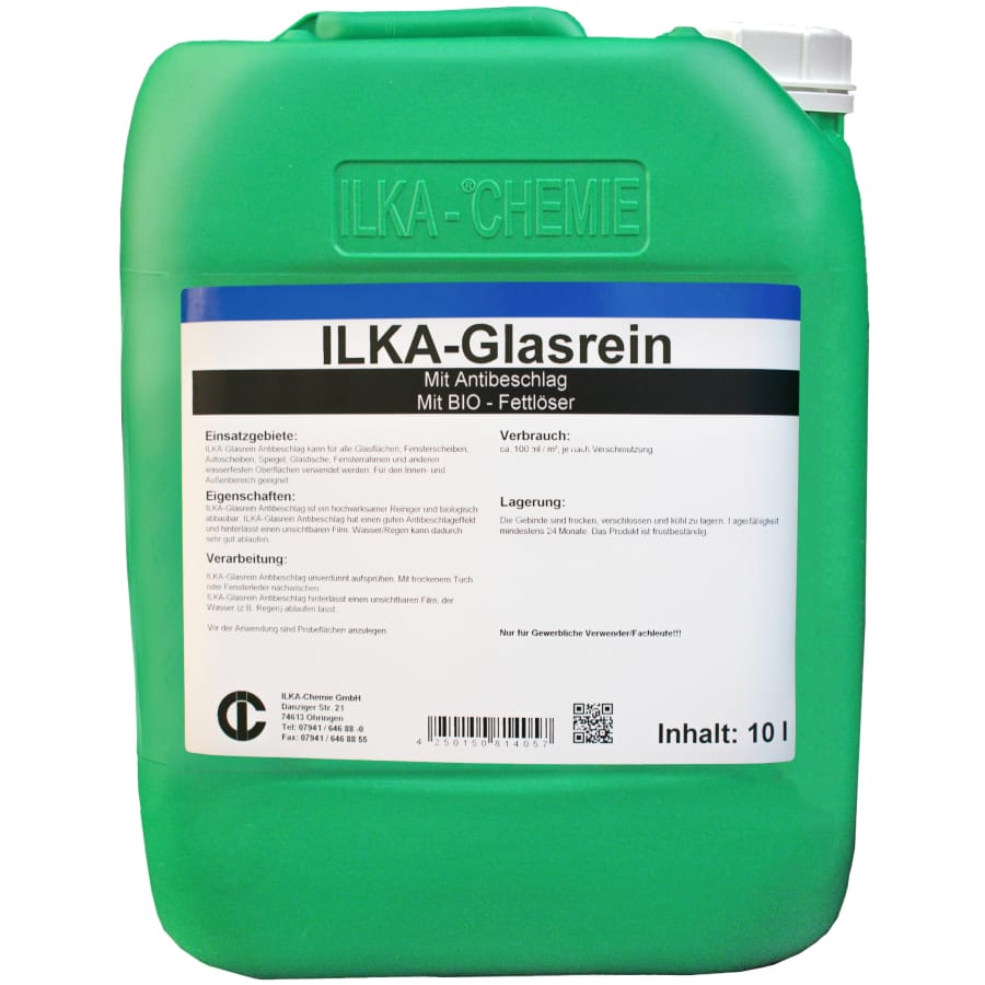 ILKA Glasrein Antibeschlag Glasreiniger mit Antibeschlageffekt 10 Liter Kanister