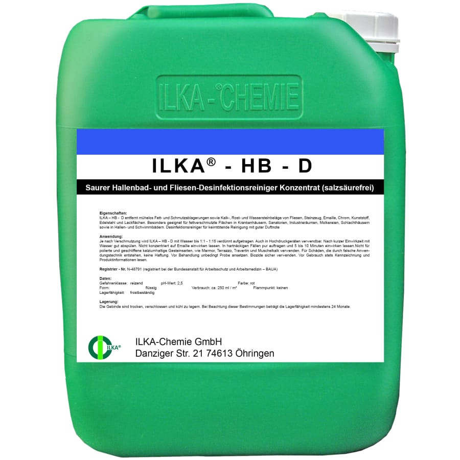 ILKA HB-D Hallenbad und Fliesen Desinfektionsreiniger Konzentrat 10 Liter Kanister