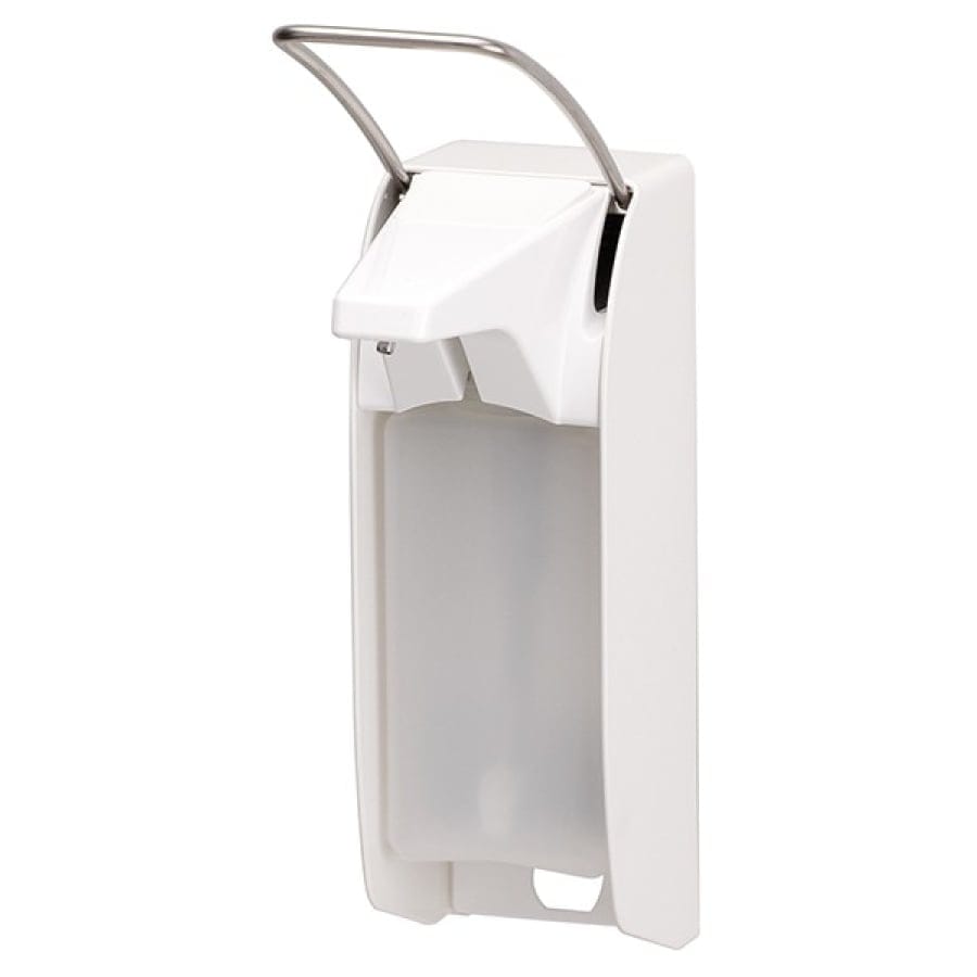 ingo-man® plus IMP Seifen- und Desinfektionsmittelspender, manuell 500 ml, weiß, Edelstahlpumpe (E P/24)
