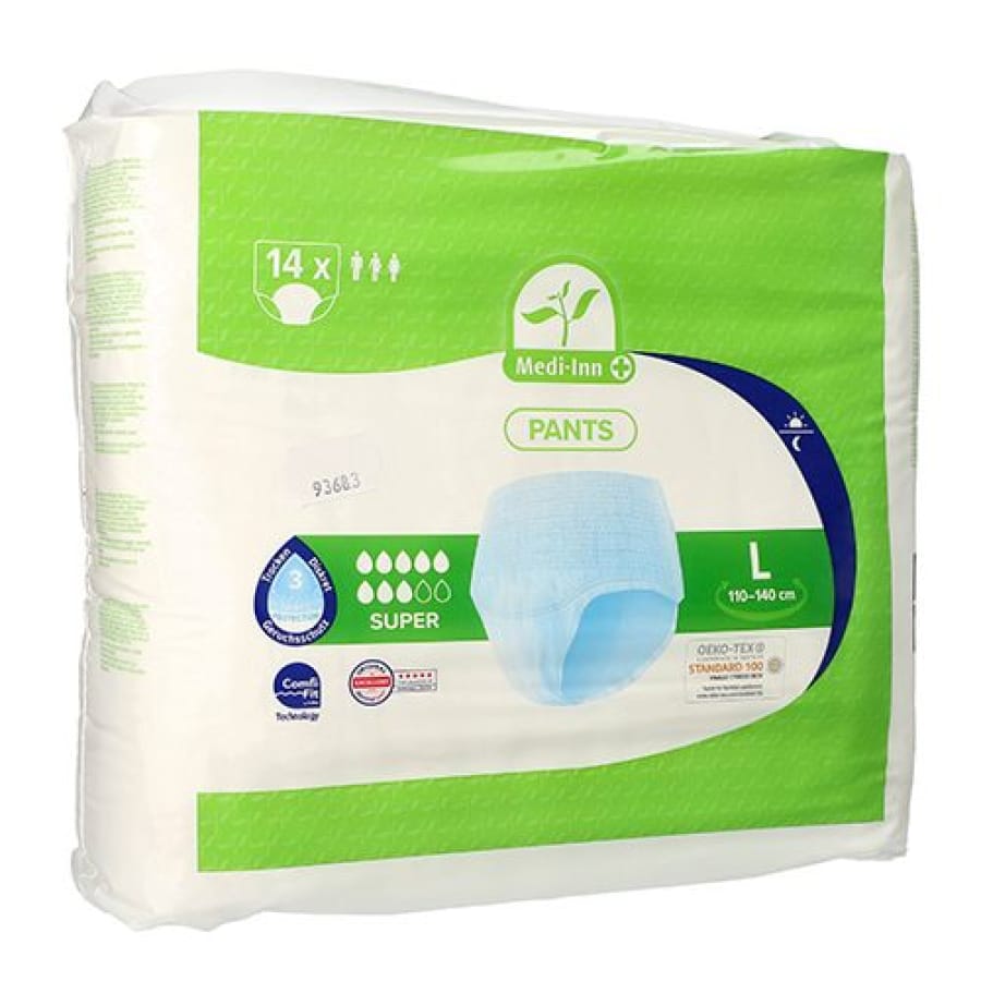 Inkontinenz-Pants SUPER, hautfreundlich 1 Packung = 14 Stück, Größe L