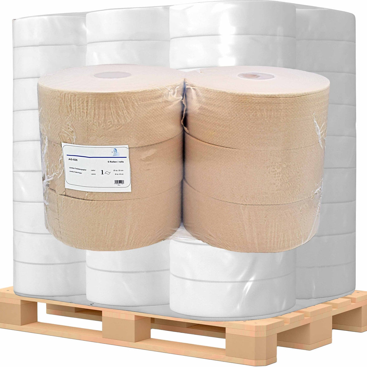 Jumbo-Toilettenpapier, Krepp, 1-lagig, hellgrau, 525 m Jumbo-Toilettenpapier, Krepp, 1-lagig, hellgrau, 525 m 1 Palette = 49 Pakete à 6 x 525 Meter