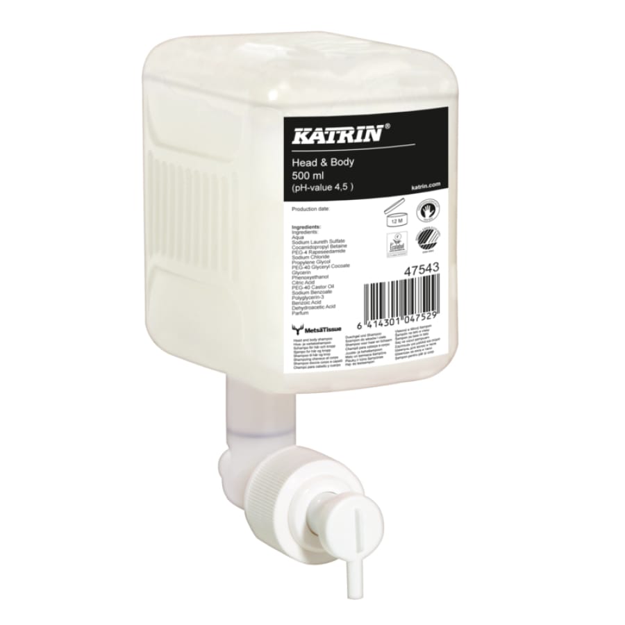 KATRIN Head & Body Duschgel, weiß 12 Patronen à 500 ml