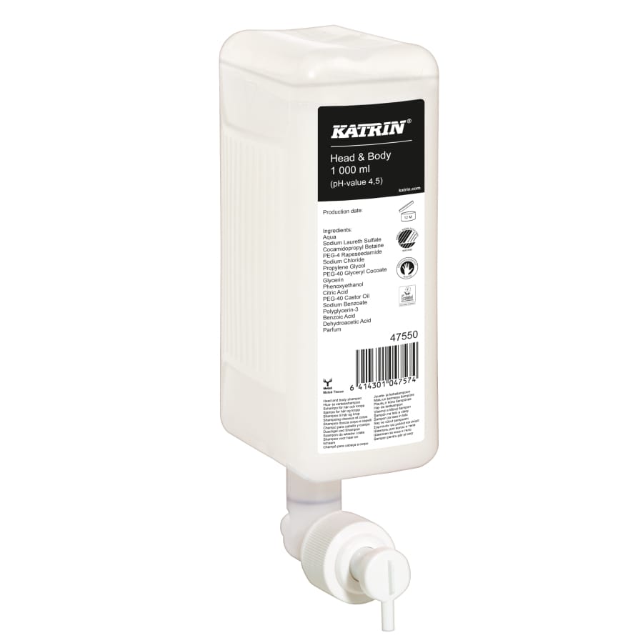 KATRIN Head & Body Duschgel, weiß 6 Patronen à 1000 ml
