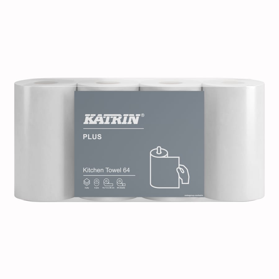 Katrin Plus Küchenrolle, weiß, 3-lagig 1 Packung = 4 Rollen