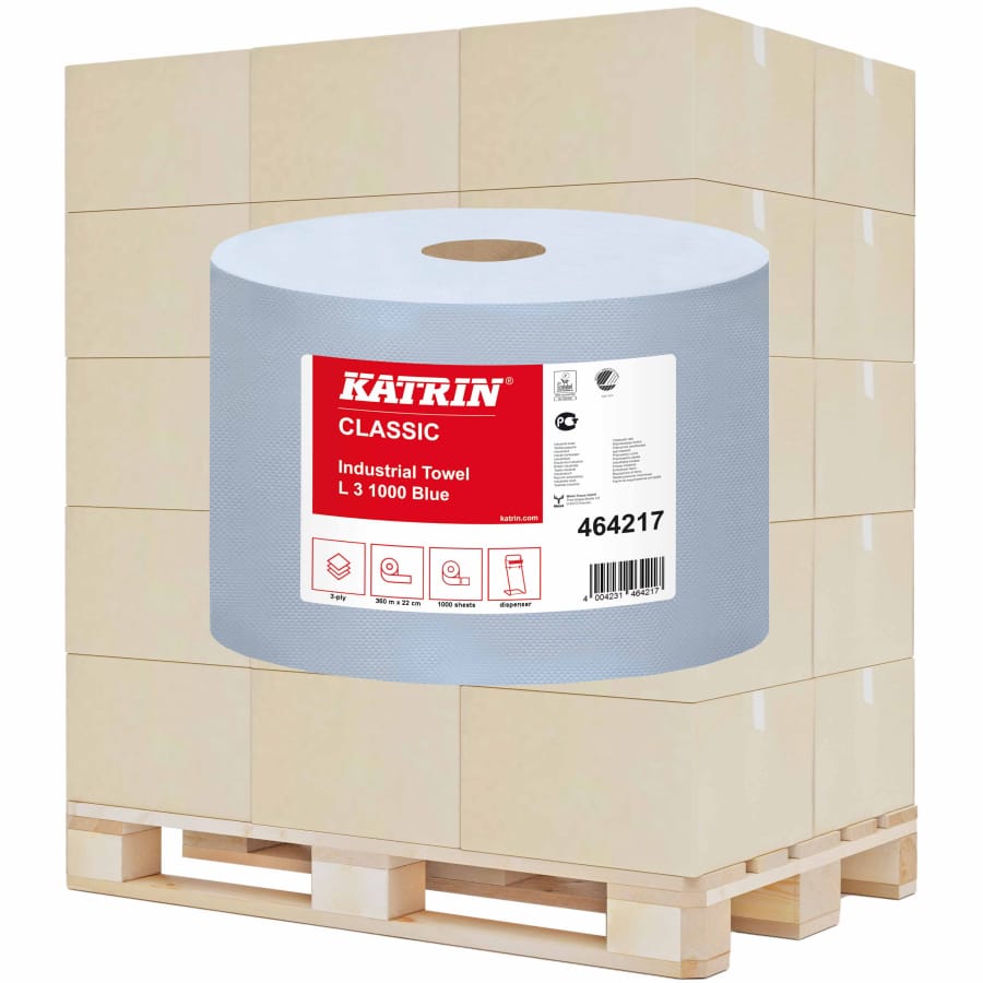 KATRIN Putztuchrolle, 22 x 36 cm, blau 1 Palette = 54 Rollen
