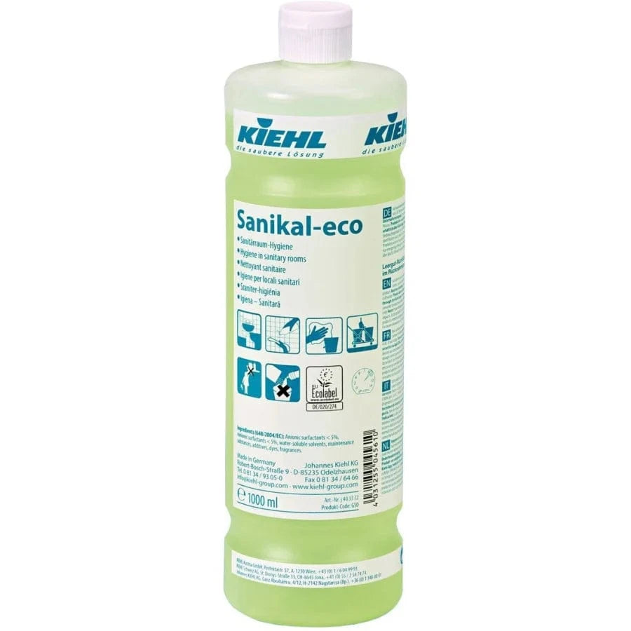 Kiehl Sanikal-eco Sanitärreiniger in 1000 ml Flasche, ideal für die tägliche Pflege wasserbeständiger Oberflächen.